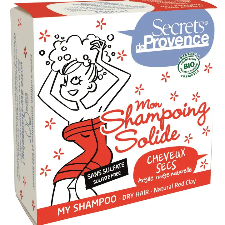 Shampoing solide BIO Argile rouge sans sulfate cheveux secs - 85 g